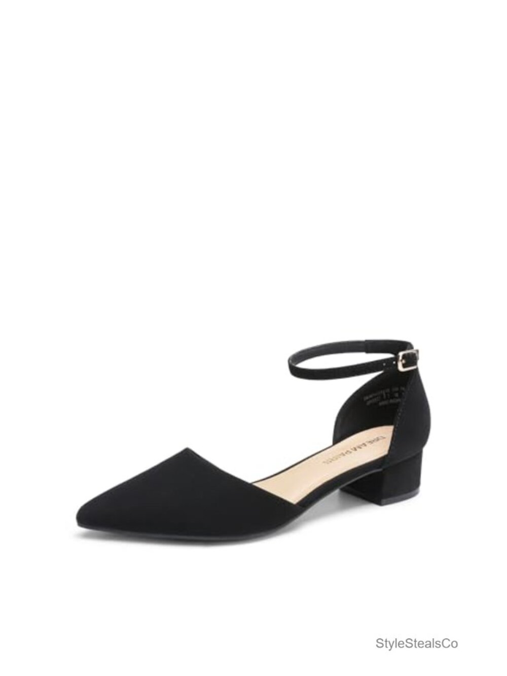 Dream Pairs Women's Low Block Heel Pointed Toe Dress Pumps with Ankle Strap